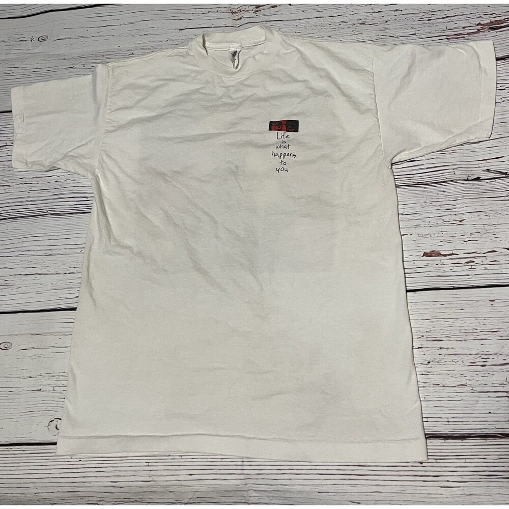 VINTAGE JOHN LENNON Estate LIFE IS WHAT HAPPENS TO YOU ART T SHIRT L Y2K Defect